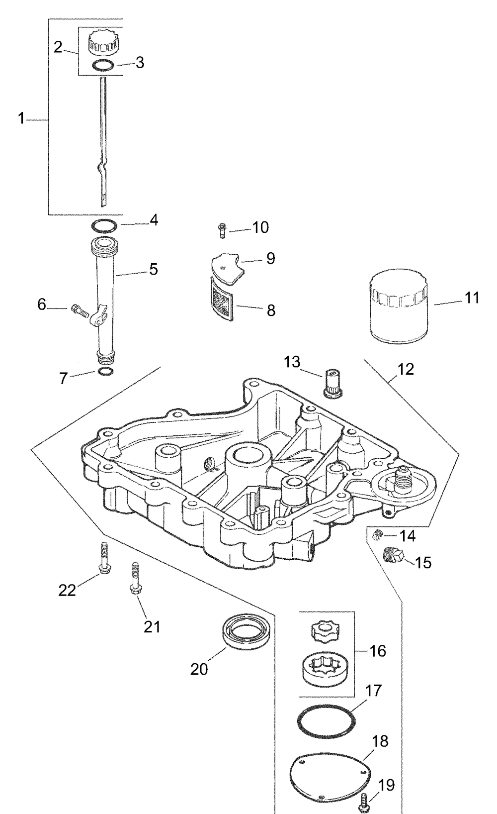 Kohler Engine Oil Pan And Lubrication Diagram and Parts List for LT1018 13AB11CG710-13AB11CG712-13AL11CG710-13AL11CG712-13AX11CG710-13AX11CG712 Cub Cadet Lawn Tractor